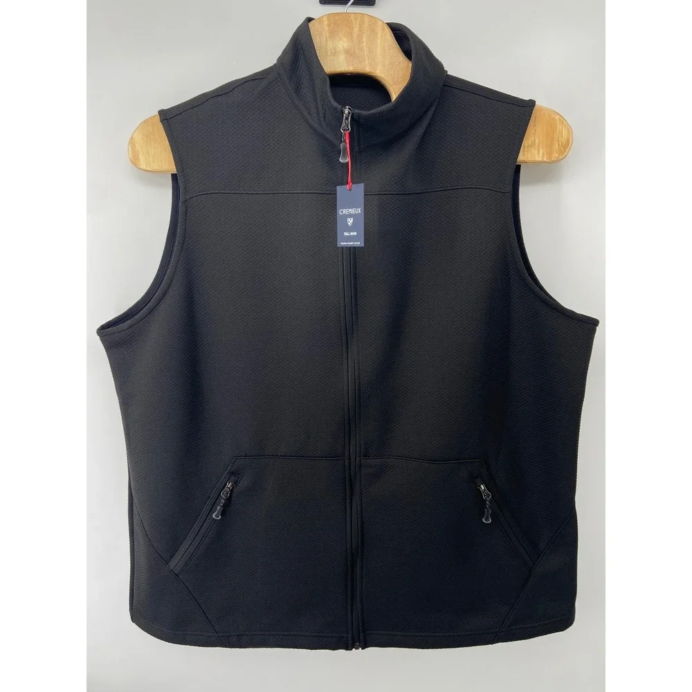 Cremieux Vest Men 3XT Black Golf Textured Full Zip Quilted Tall Casual Outdoor